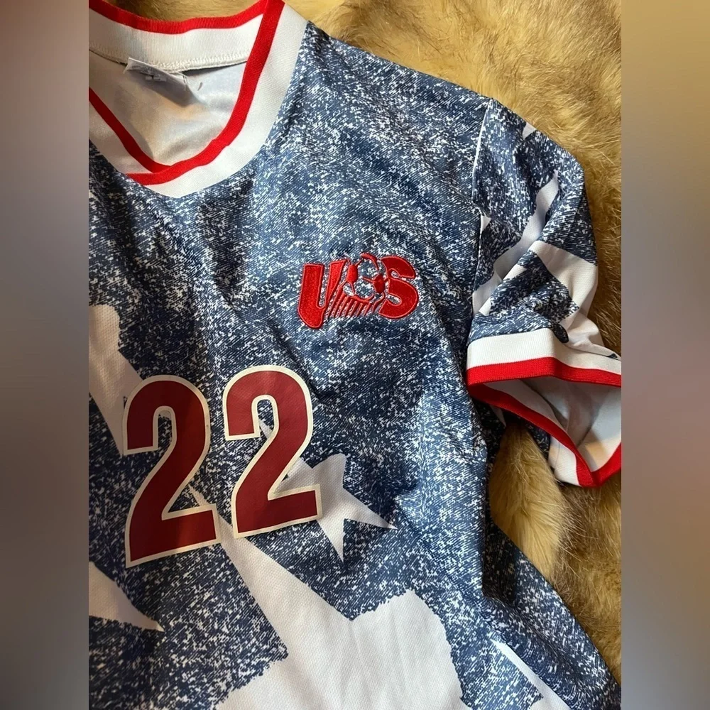 Vintage 1994 US Soccer World Cup Adidas Shirt All Over Print Jersey AOP FIFA - Picture 2 of 6